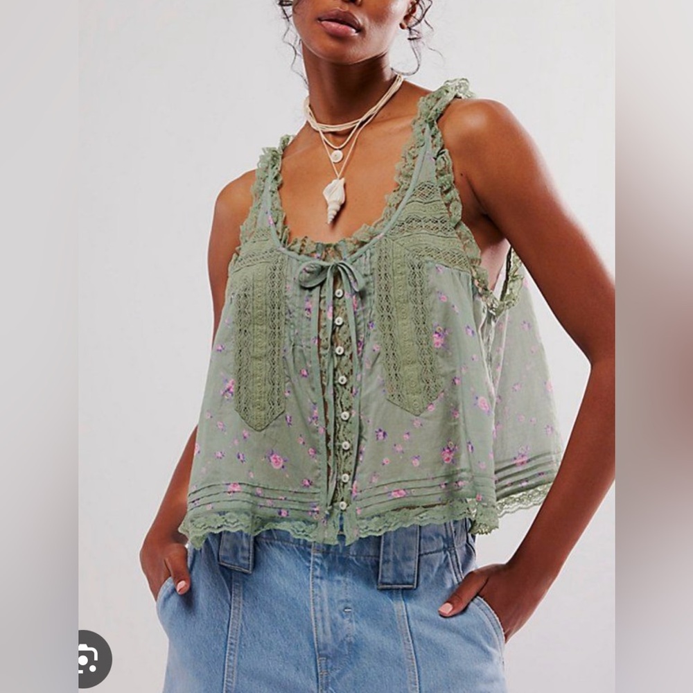 Free People Green Blouse with Elegant Design